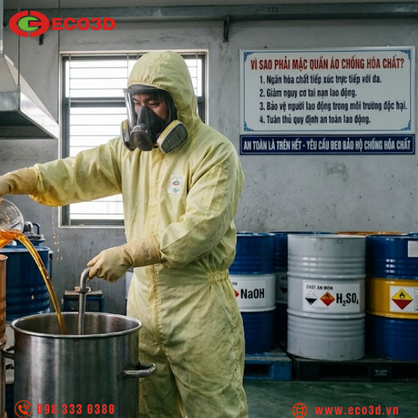 Vì sao phải mặc quần áo chống hóa chất khi làm việc?